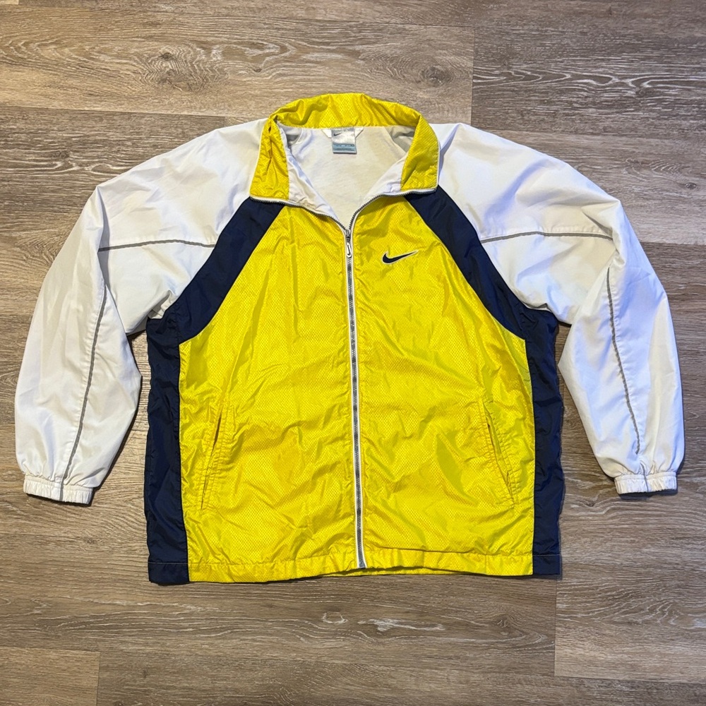 Nike Women's Yellow, Navy and White Windbreaker